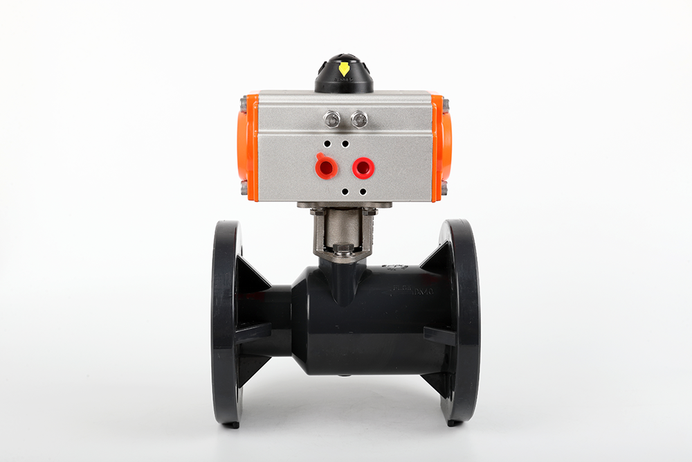 双桥气动法兰一体球阀